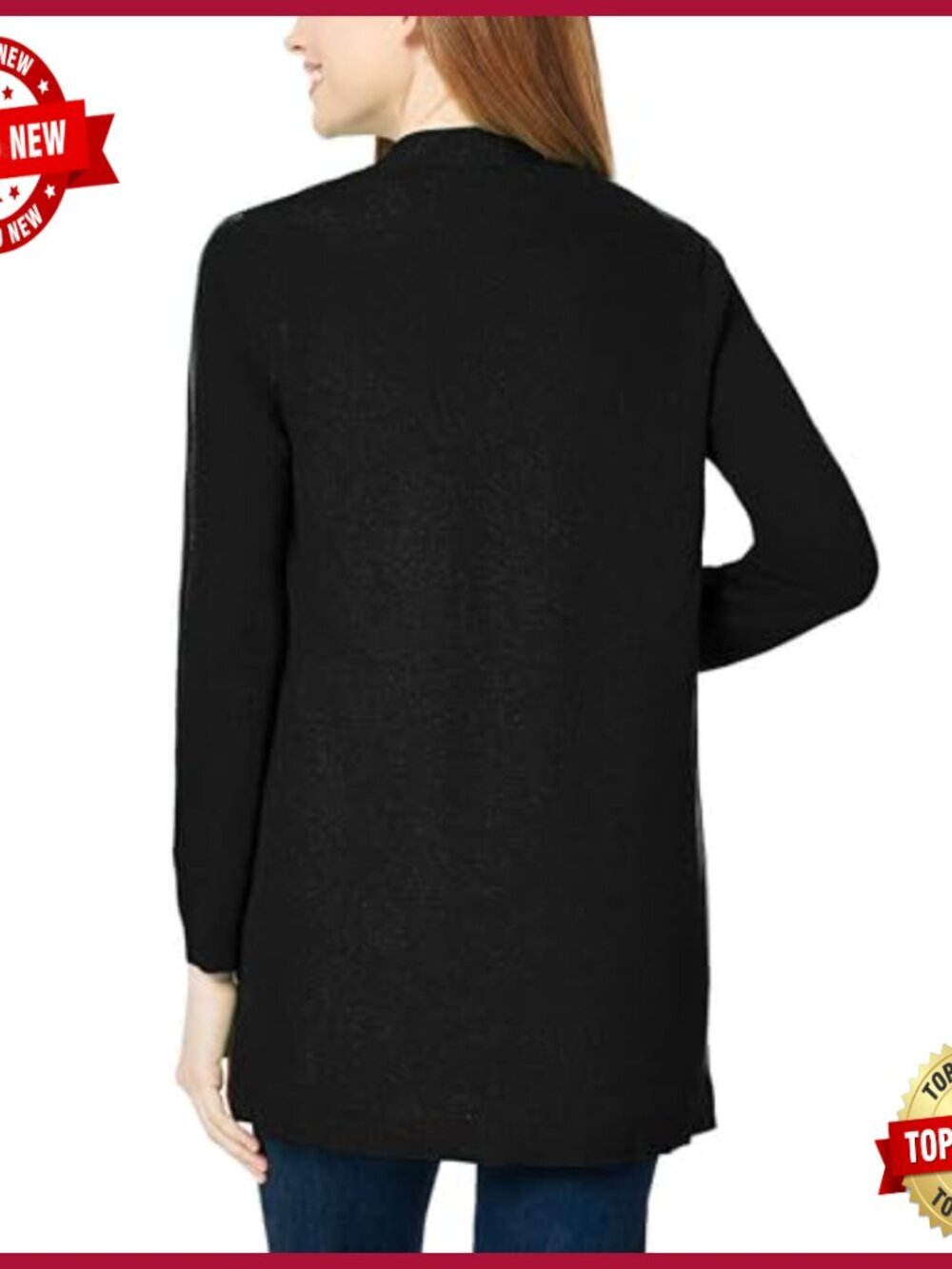 Open Front Cardigan Sweater Long Sleeve V-Nech Classic Layering Essential - Picture 2 of 3